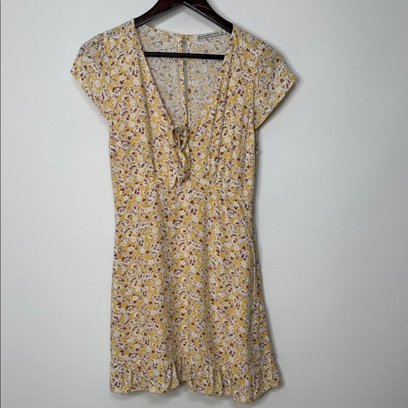 Abercrombie & Fitch Yellow Floral Print Tie Front Mini Dress Size Small - Picture 4 of 9